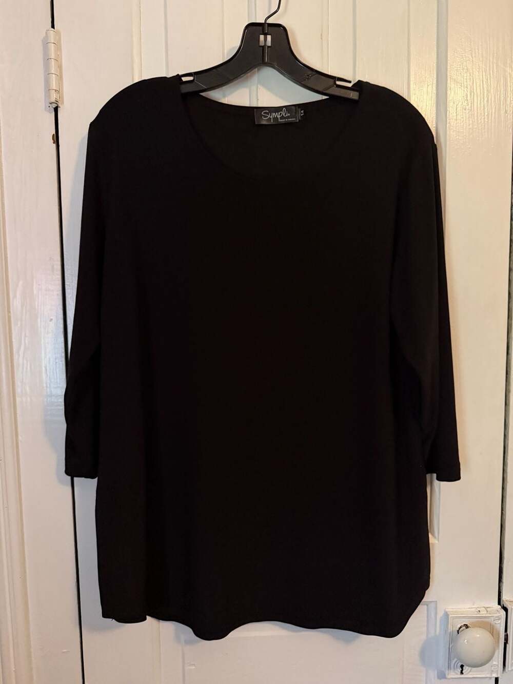 Sympli Black 3/4 Sleeve Scoop Neck Tunic Top Size 14